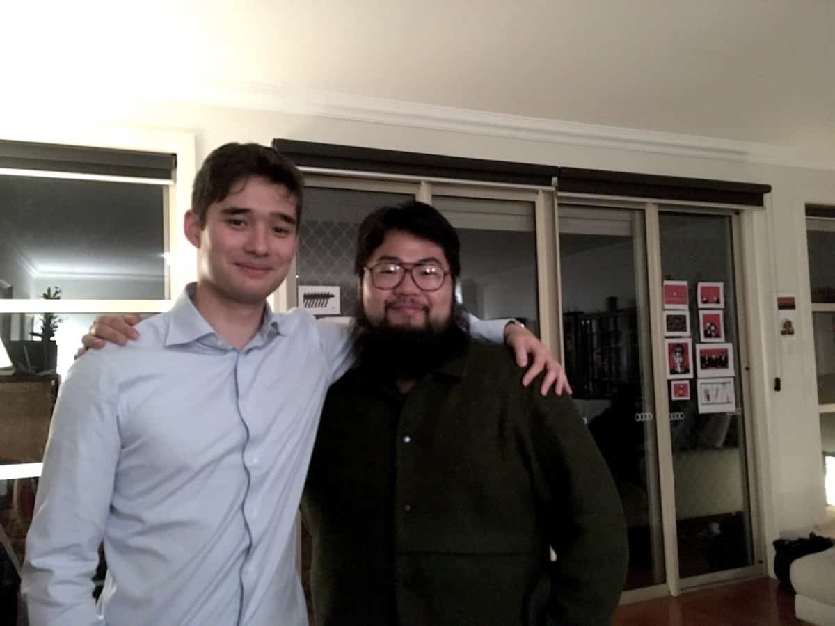 Joske with Badiucao, a political artist and activist, in Nov. 2019, just before the Wang Liqiang story came out. 