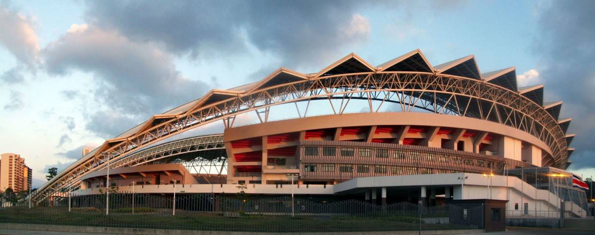 External façade of the Costa Rica National Stadium. China financed the stadium at a cost of $105 million.