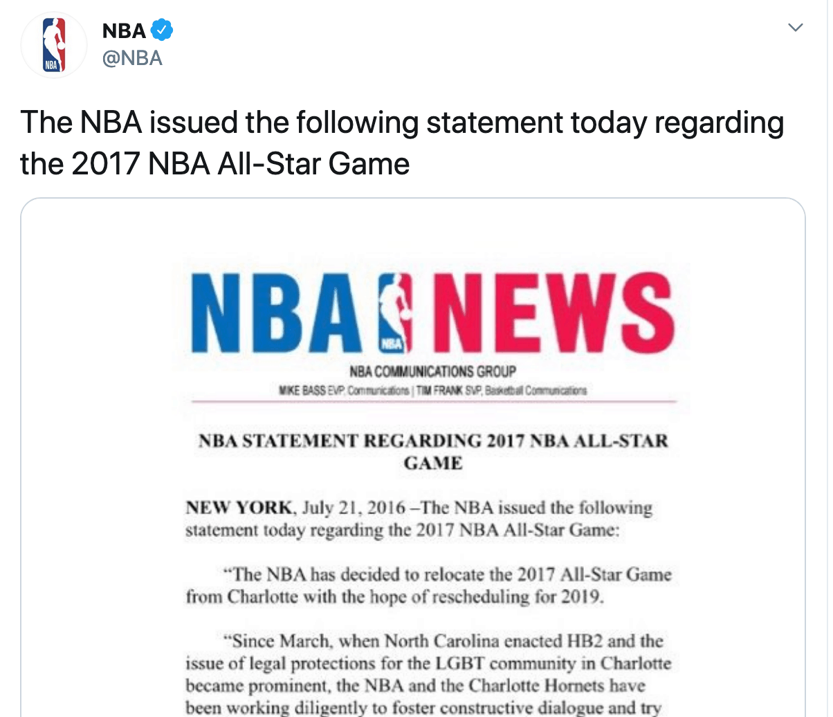 NBA pulls out of Charlotte