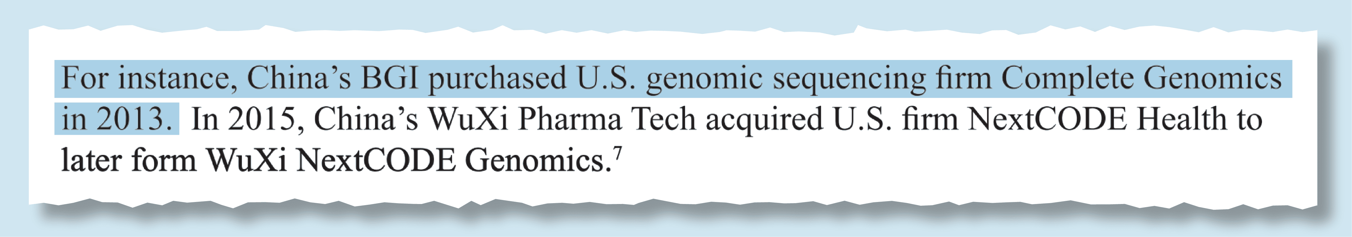 Excerpt from MCSC China Genomics Factsheet discussing BGI.