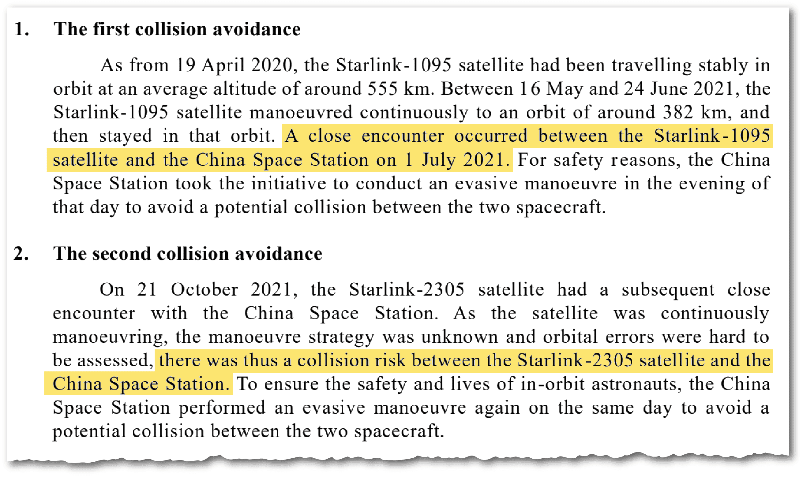 China satellites