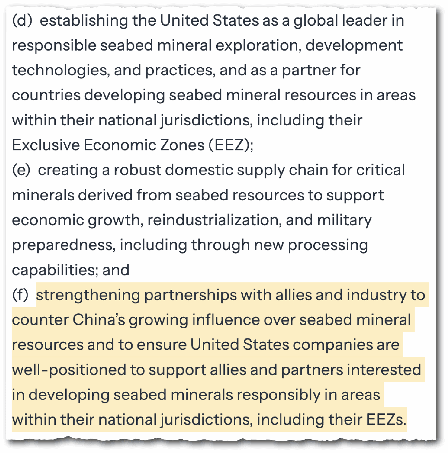 Trump EO on Minerals and Seabed Mining